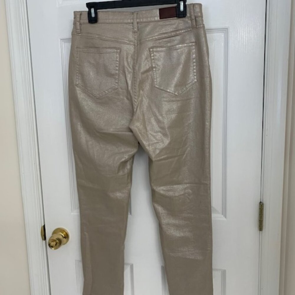 LANDS' END GOLD Shimmer Slim Ankle High Rise Jeans - Picture 4 of 7